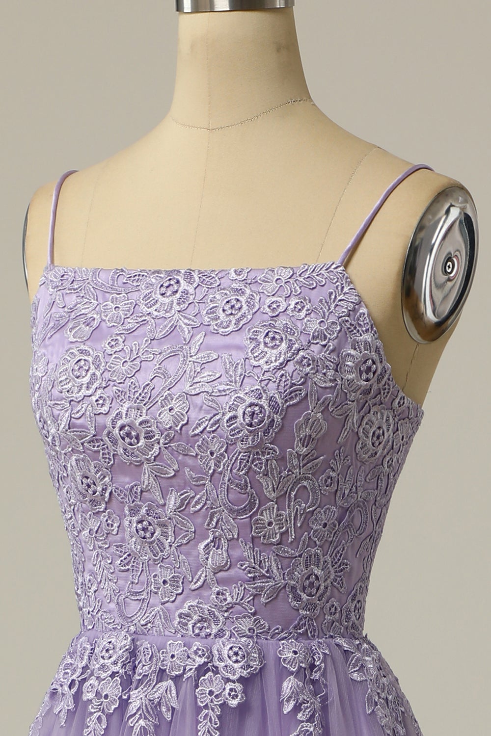 A LinIe Trägerlos Helles Lila Langes Ballkleid mit Applikationen