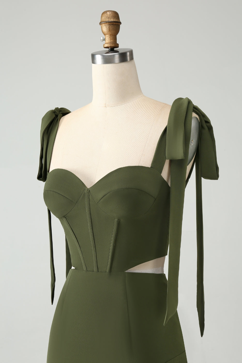 Olive A Linie Spaghettiträger Langes Hochzeitsgastkleid mit Schlitz