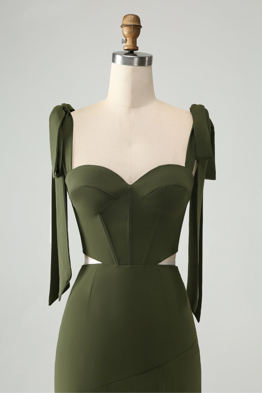Olive A Linie Spaghettiträger Langes Hochzeitsgastkleid mit Schlitz