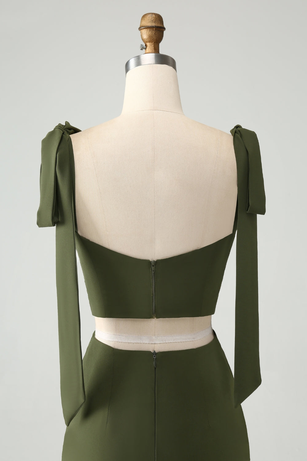 Olive A Linie Spaghettiträger Langes Hochzeitsgastkleid mit Schlitz