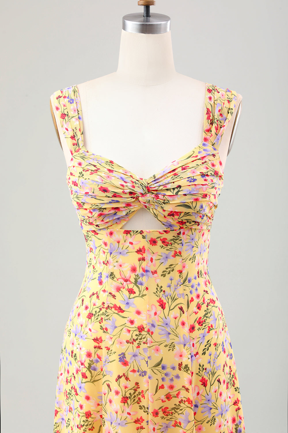Gelbe Blume A Linie Korsett Hochzeitsgastkleid