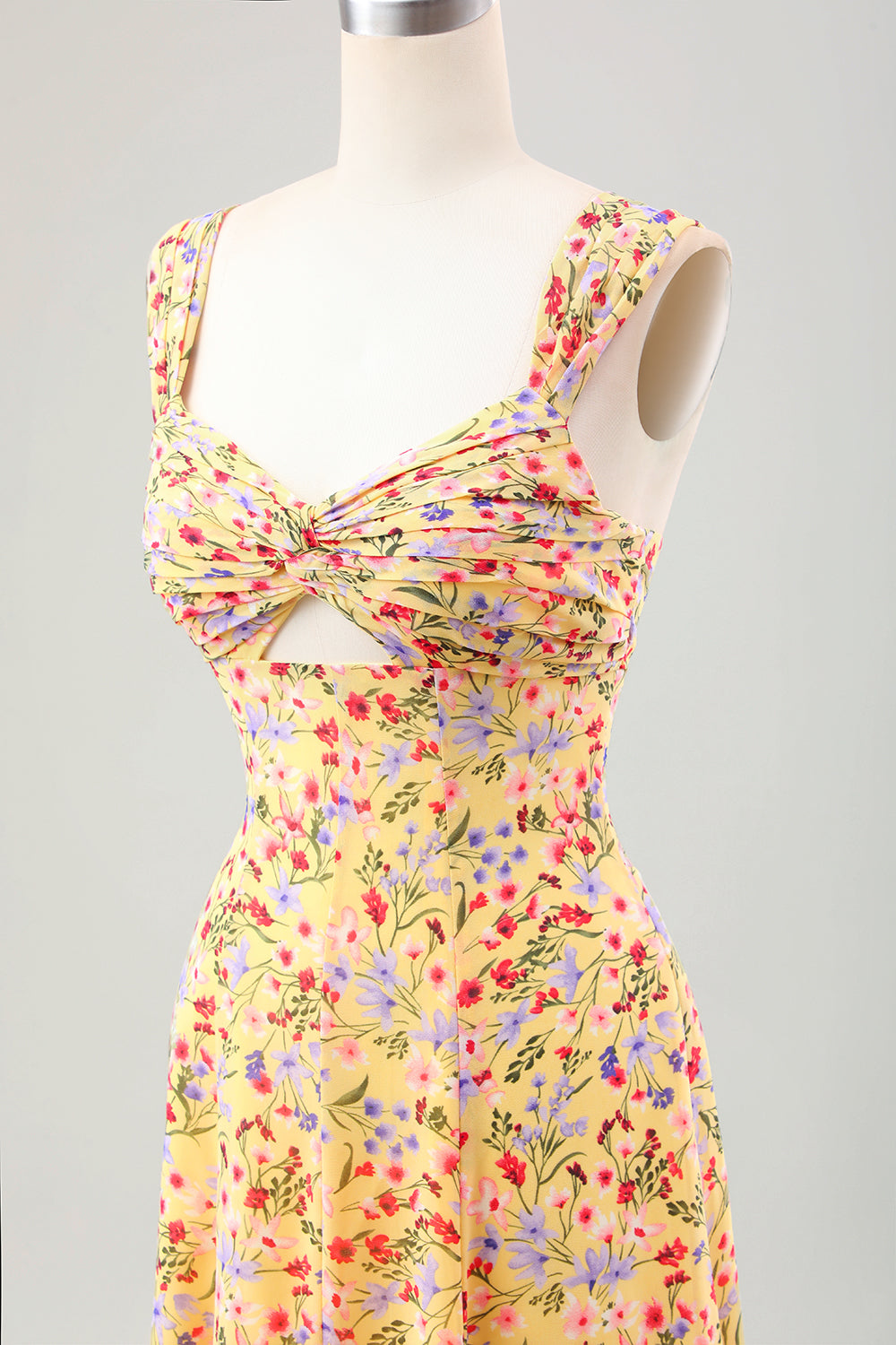 Gelbe Blume A Linie Korsett Hochzeitsgastkleid