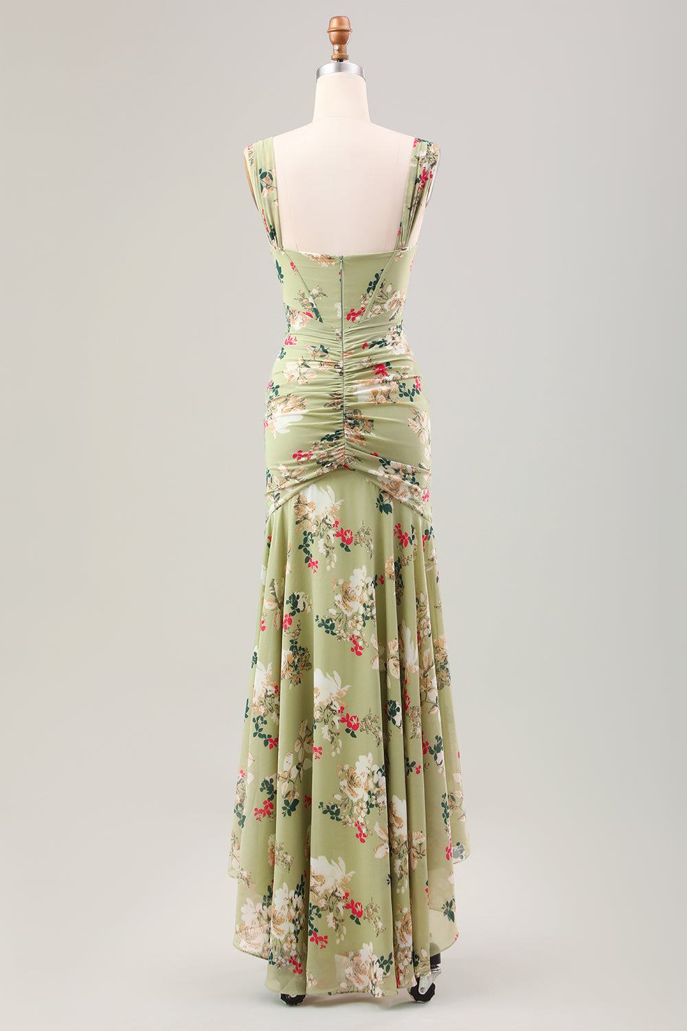 Grünes großes Blumen Meerjungfrauen Korsett Hochzeitsgastkleid