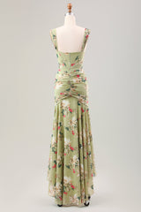 Grünes großes Blumen Meerjungfrauen Korsett Hochzeitsgastkleid