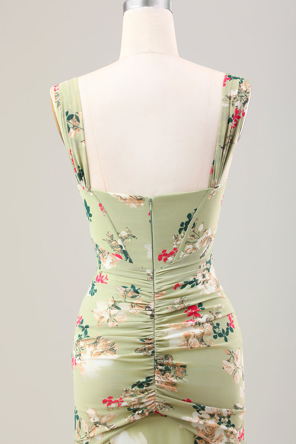 Grünes großes Blumen Meerjungfrauen Korsett Hochzeitsgastkleid