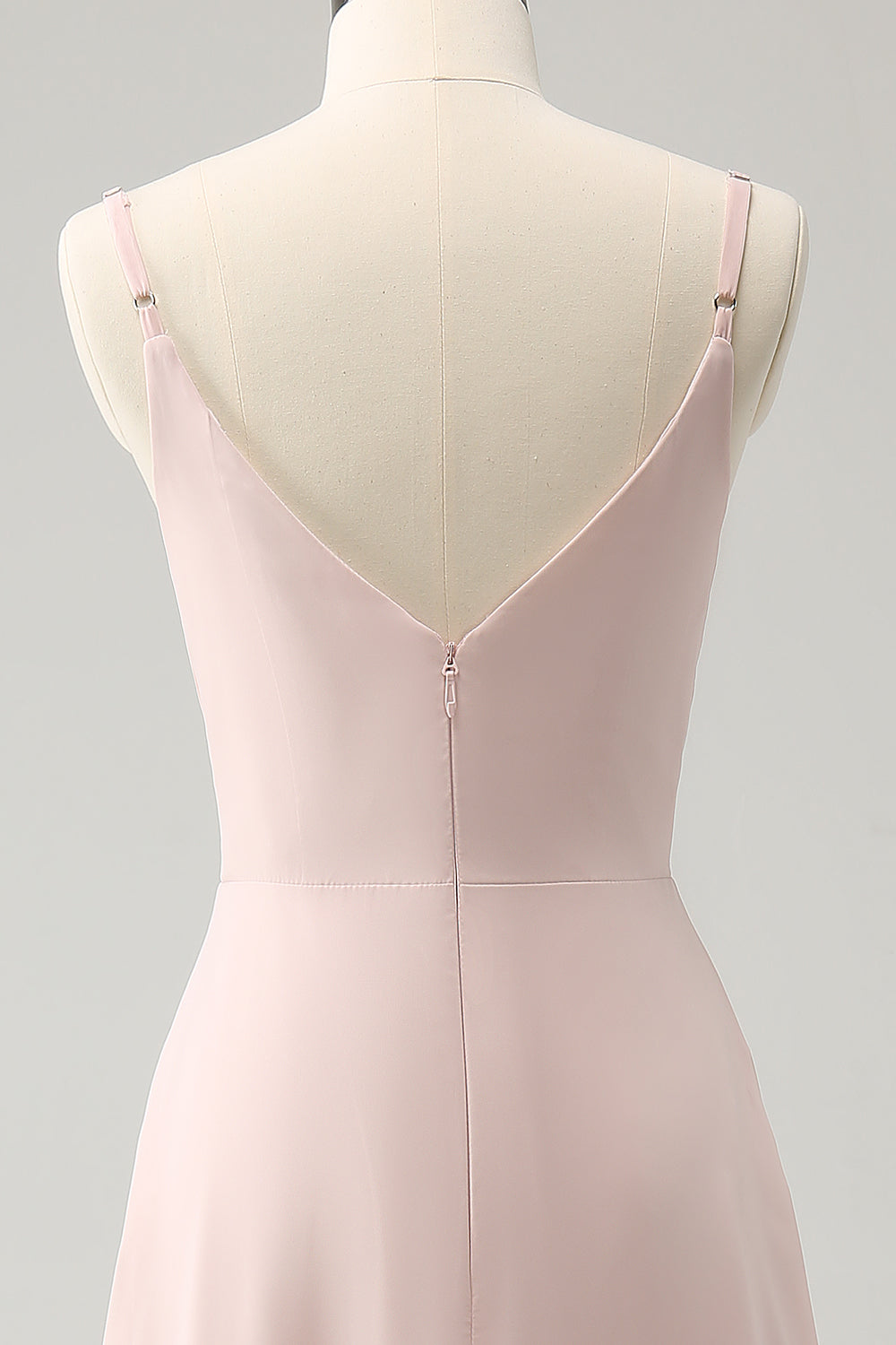 Rosa Spaghettiträger Wasserfallausschnitt Chiffon Brautjungfernkleid