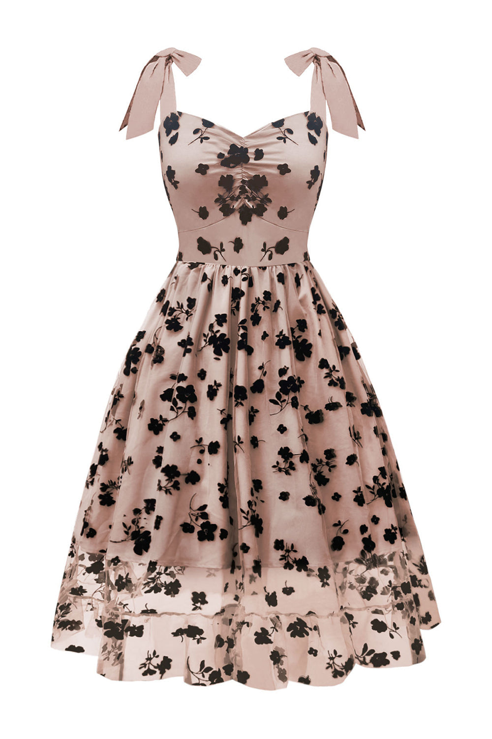 A-Linie Blush Pin Up Vintage Kleid mit Blumendruck