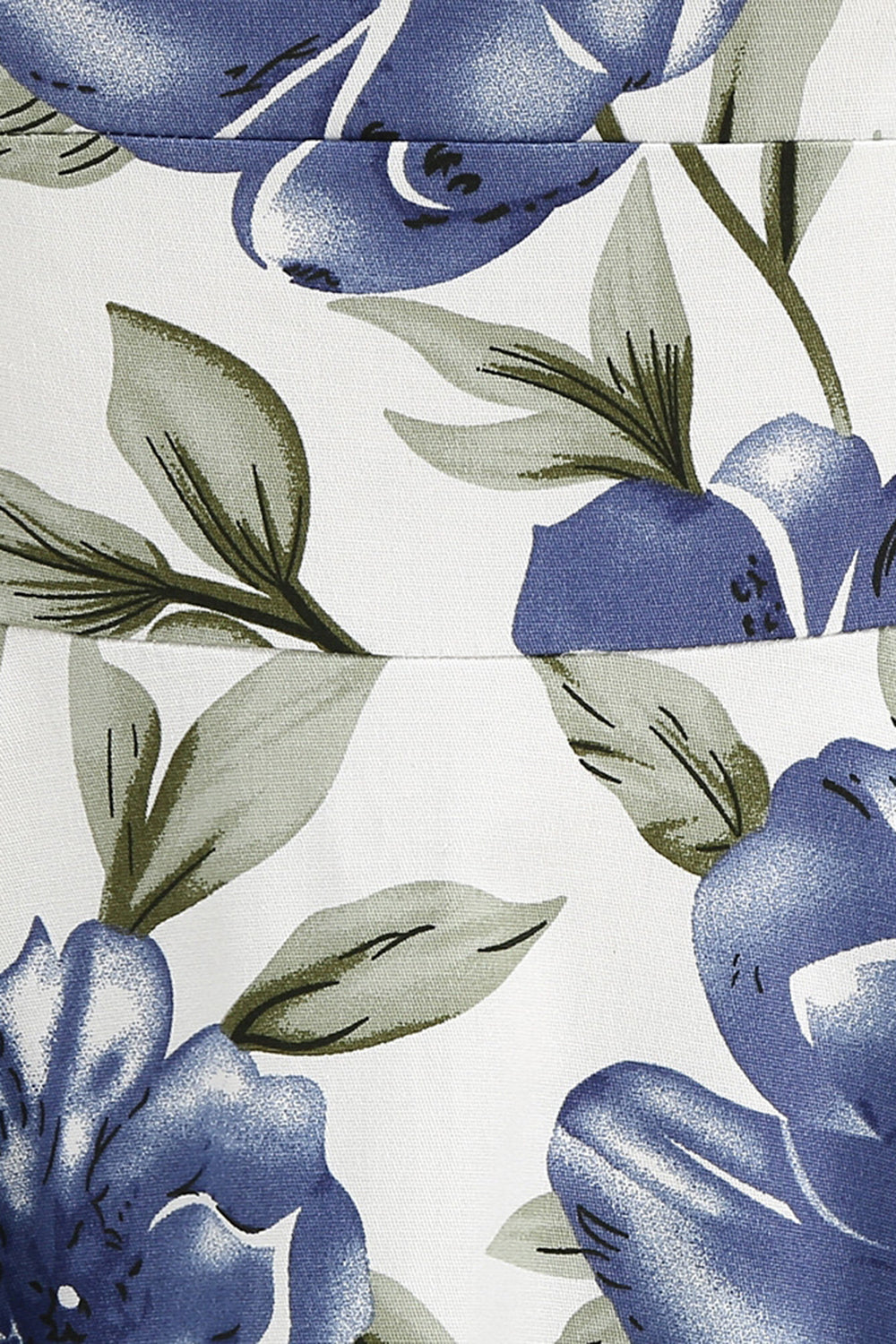 Blaues Vintage Kleid mit Blumendruck und quadratischem Ausschnitt aus den 1950er Jahren