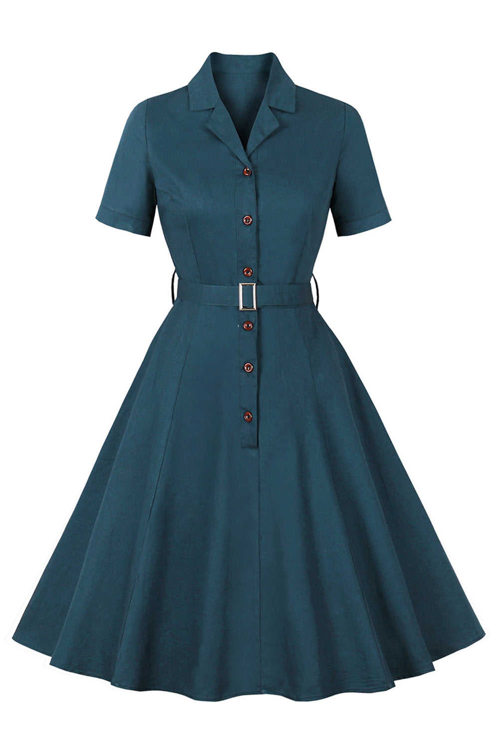 Einfaches burgunderrotes Vintage Kleid mit Reversausschnitt aus den 1950er Jahren