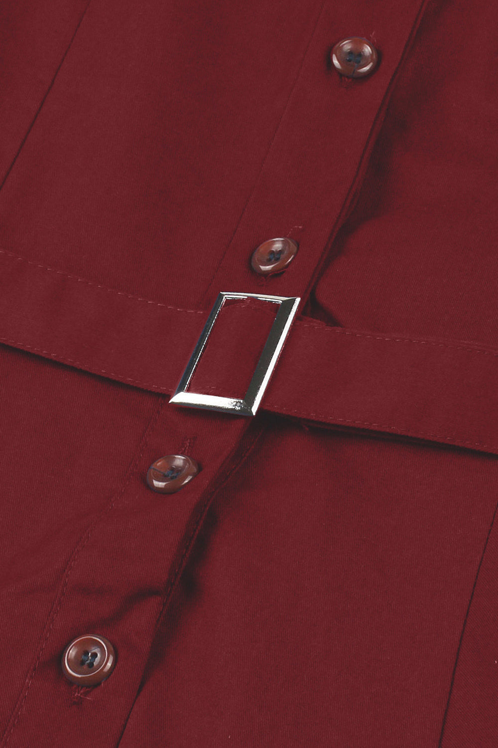 Einfaches burgunderrotes Vintage Kleid mit Reversausschnitt aus den 1950er Jahren