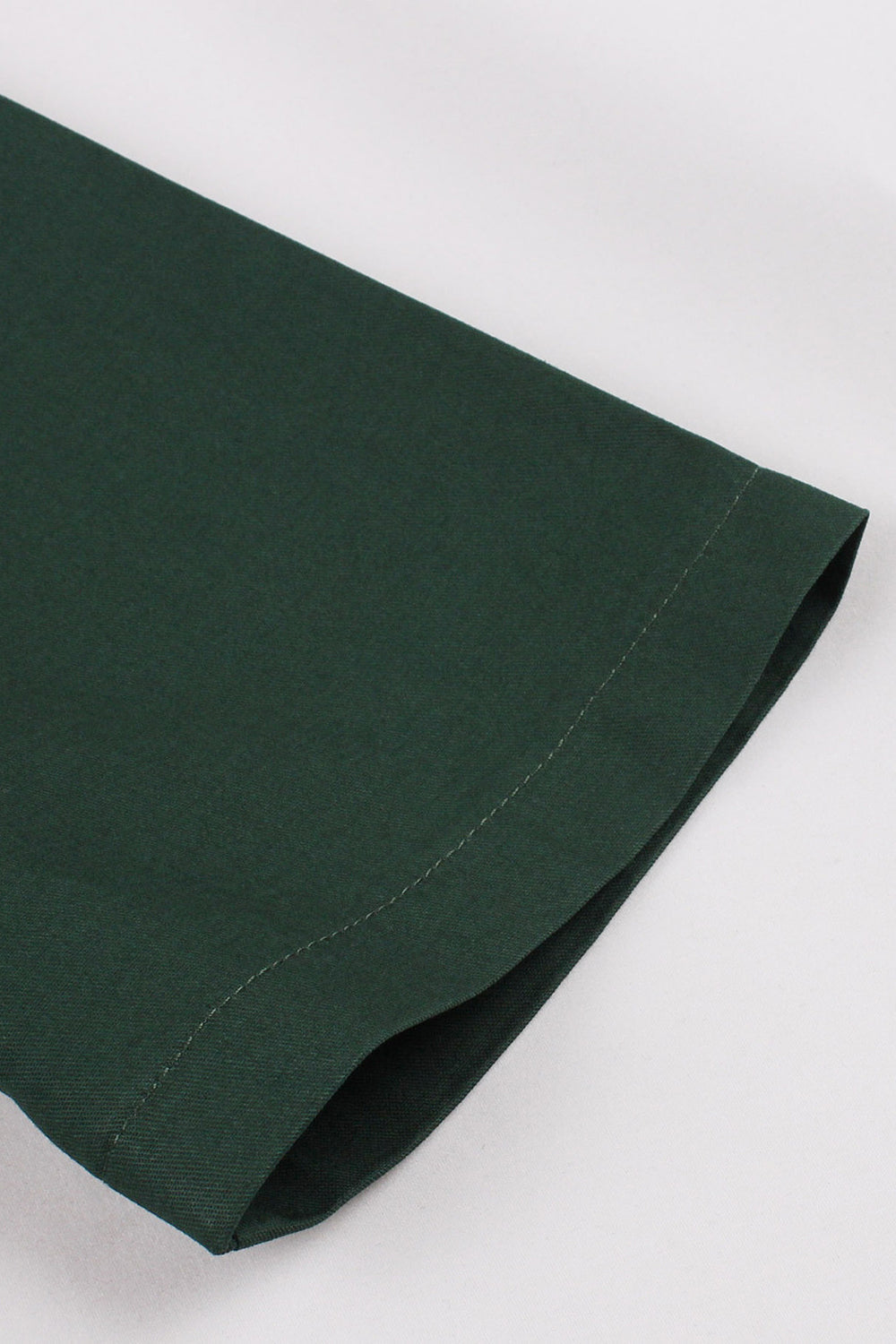Dunkelgrünes Vintage Kleid aus den 1950er Jahren mit Stehkragen
