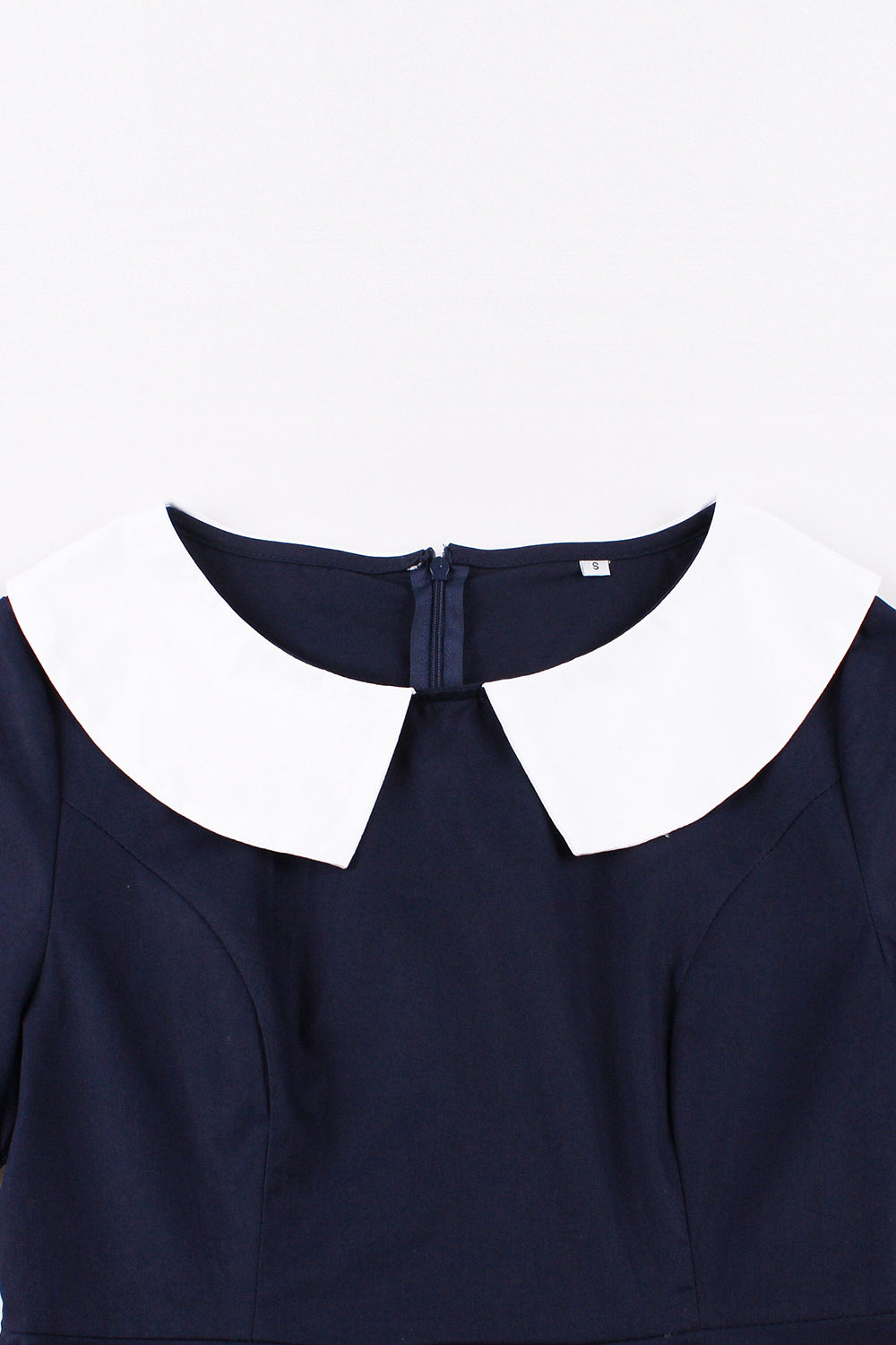 Marineblaues A-Linie Vintage 1950er Jahre Kleid mit Rundhalsausschnitt