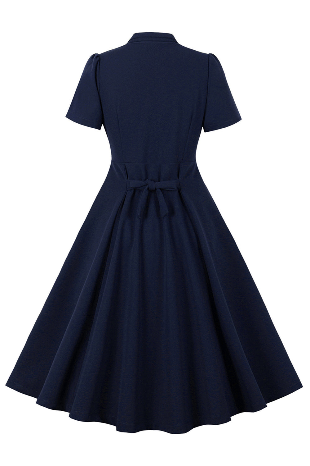 Dunkelgrünes einreihiges Kleid mit V-Ausschnitt aus den 1950er Jahren