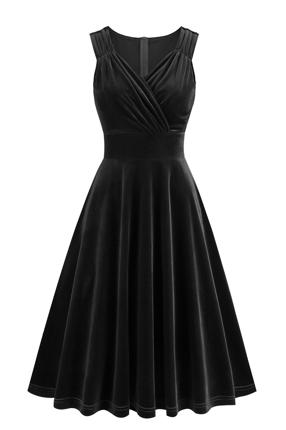 Burgundy kurzes A-Linie Vintage Kleid aus den 1950er Jahren mit V-Ausschnitt