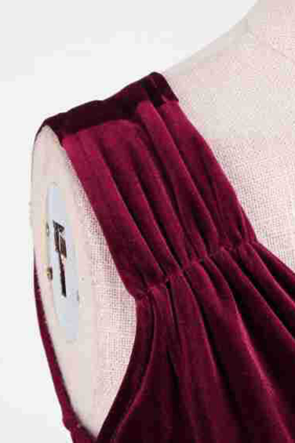 Burgundy kurzes A-Linie Vintage Kleid aus den 1950er Jahren mit V-Ausschnitt