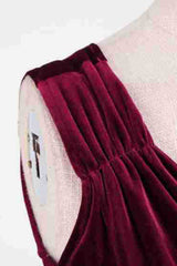 Burgundy kurzes A-Linie Vintage Kleid aus den 1950er Jahren mit V-Ausschnitt