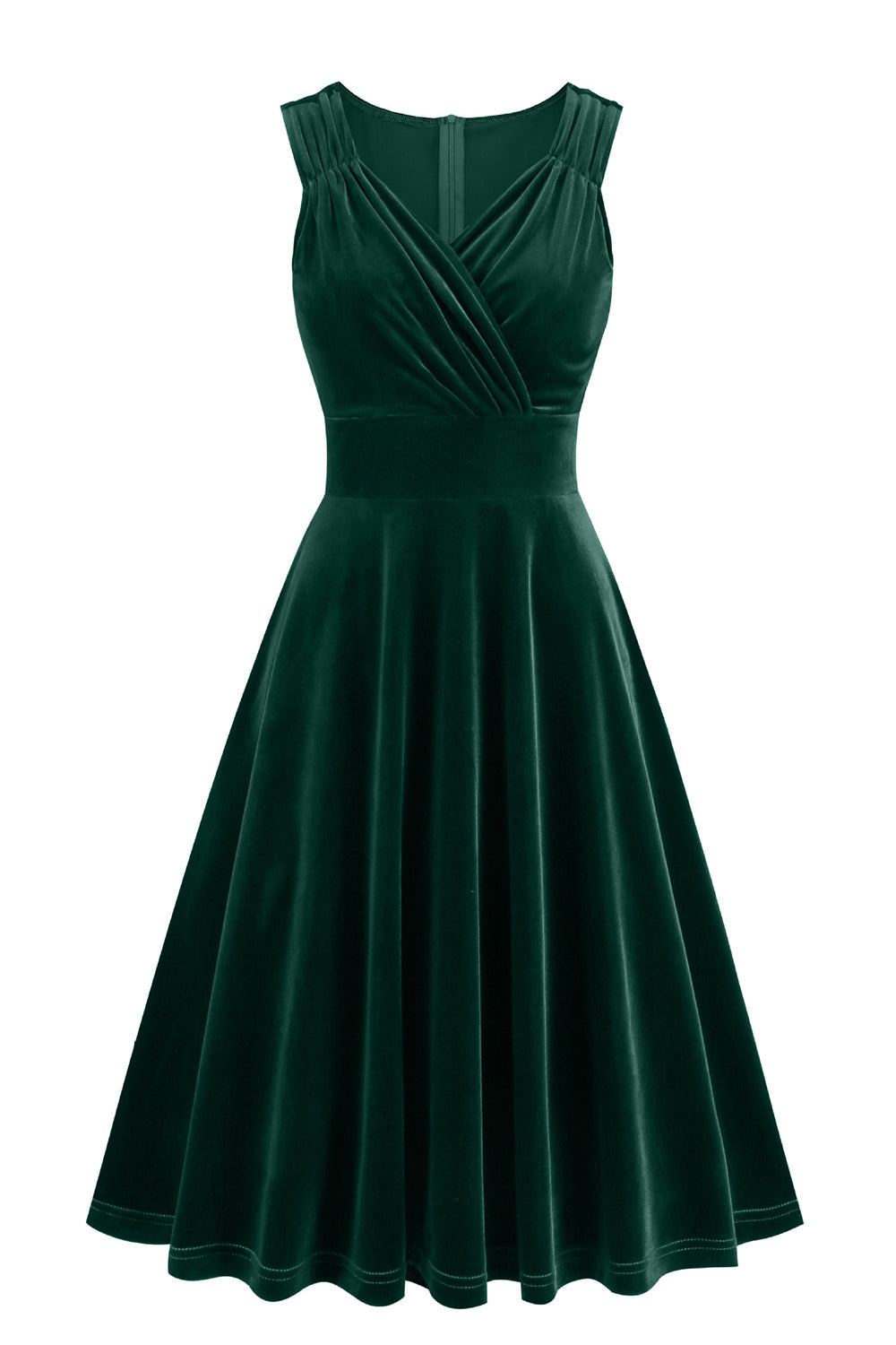 Burgundy kurzes A-Linie Vintage Kleid aus den 1950er Jahren mit V-Ausschnitt