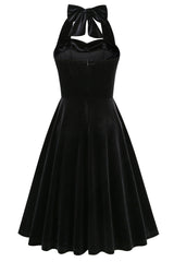Schwarzes kurzes Vintage Kleid mit Spaghettiträgern in A-Linie