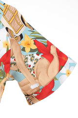 Blumen A Linie bedrucktes Vintage Kleid aus den 1950er Jahren