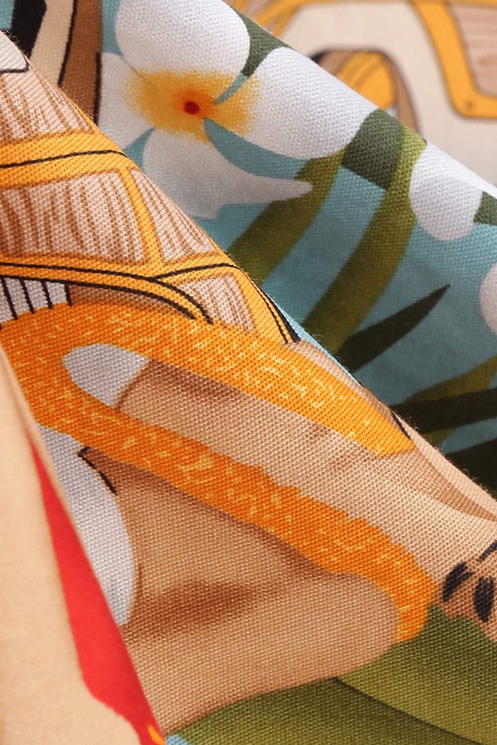 Blumen A Linie bedrucktes Vintage Kleid aus den 1950er Jahren