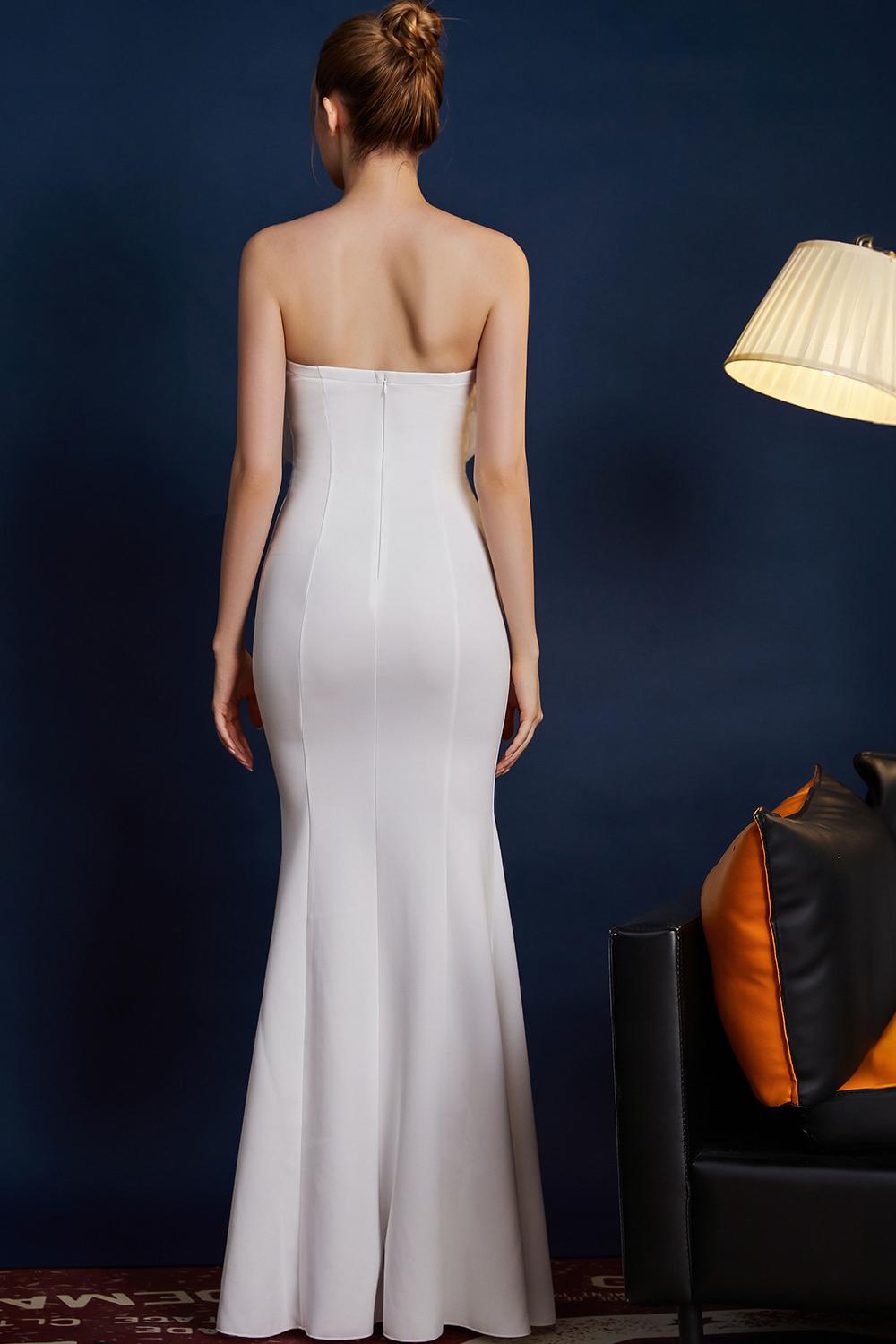 Rosa Meerjungfrau trägerloses langes Ballkleid mit Schleife