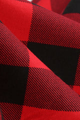 Rotes und schwarzes A-Linie V-Ausschnitt kariertes Kleid aus den 1950er Jahren