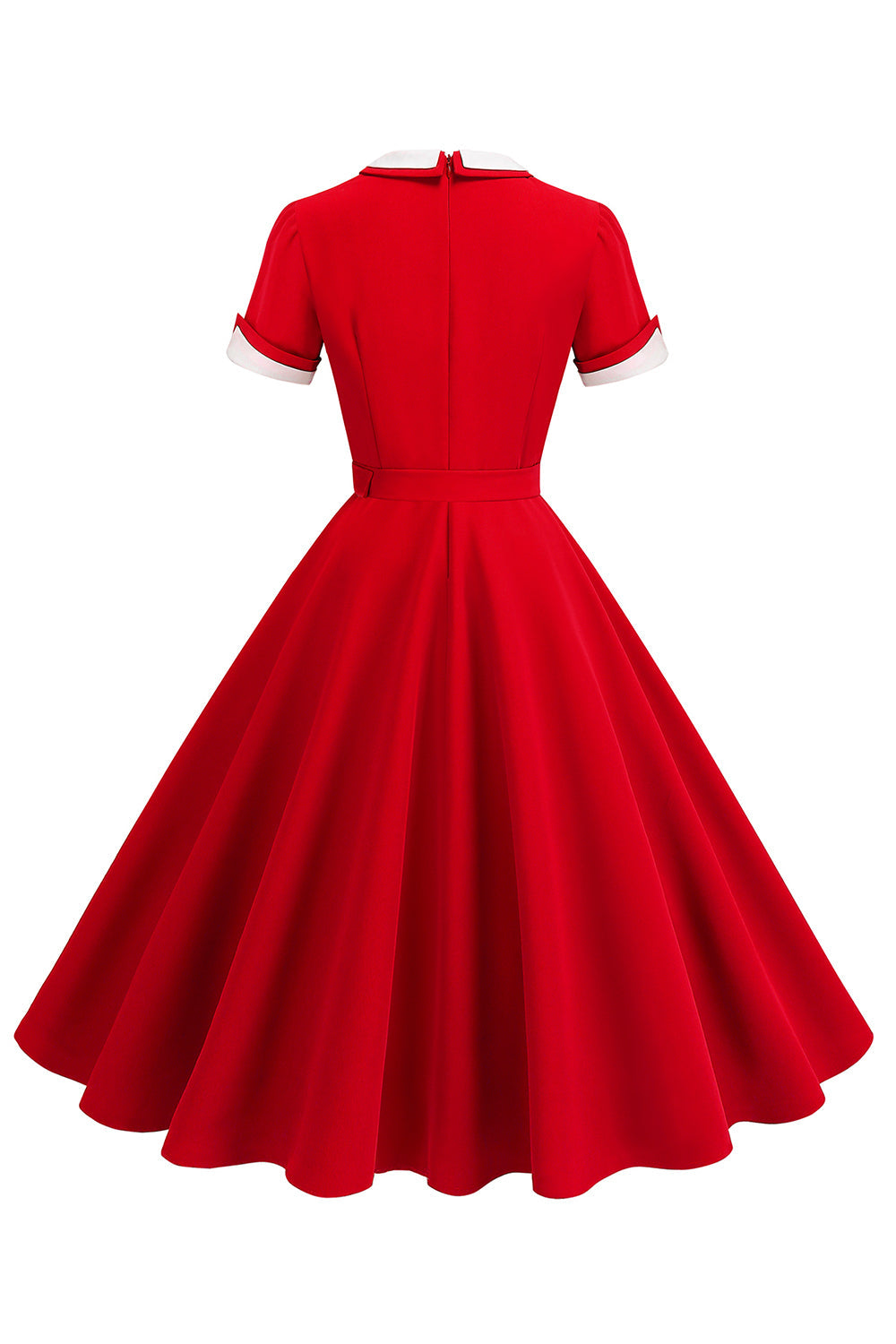 Blaues A-Linie Midikleid aus den 1950er Jahren mit Rundhalsausschnitt