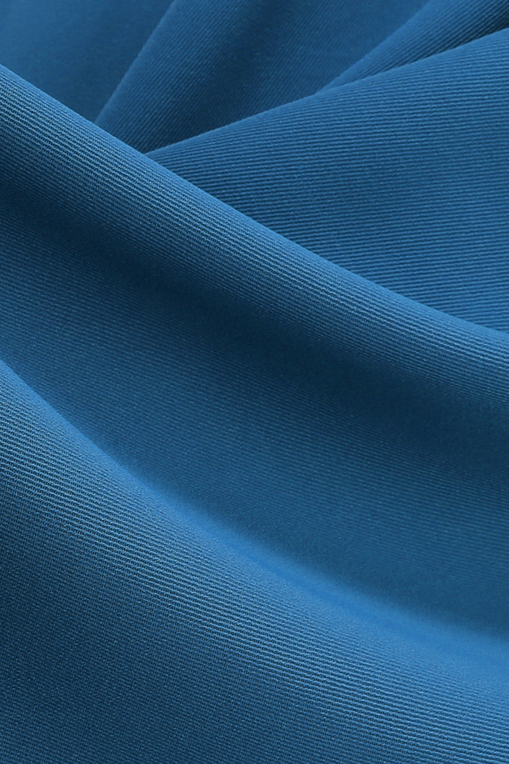 Blaues A-Linie Midikleid aus den 1950er Jahren mit Rundhalsausschnitt