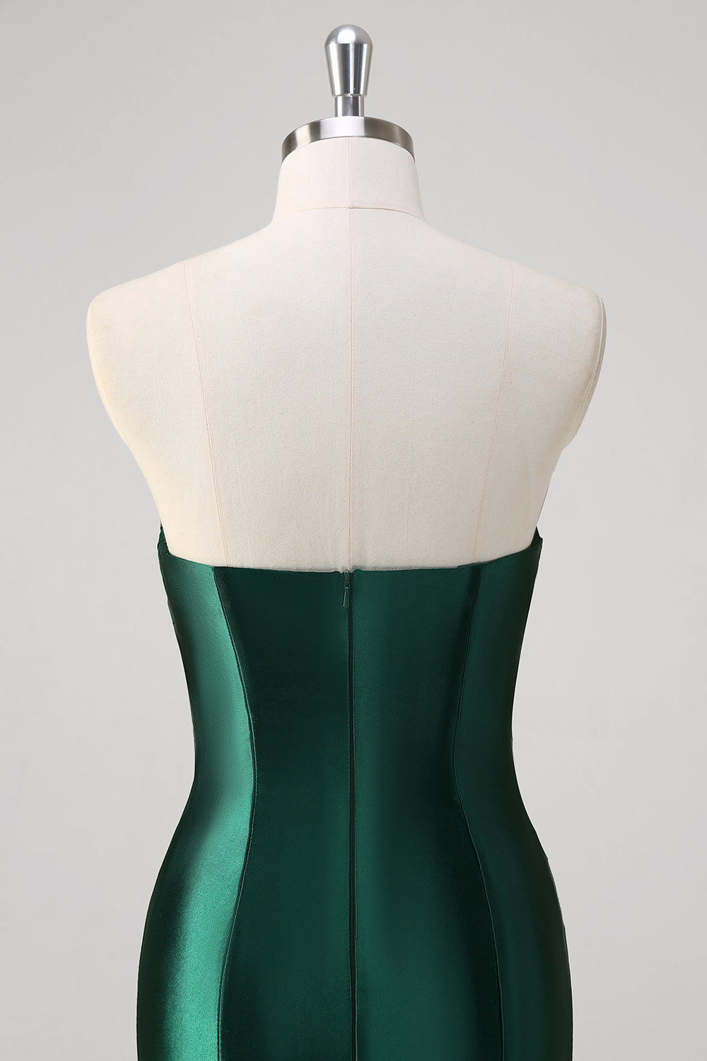 Rotes Meerjungfrauen Satin Trägerloses Pailletten Langes Ballkleid mit Schlitz