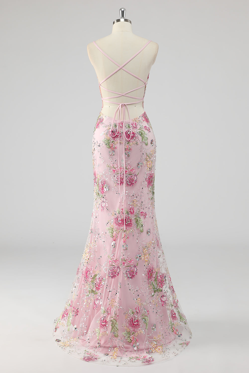 Glitzerndes Pailletten Meerjungfrau Spaghettiträger Schwarzes Ballkleid mit Applikationen