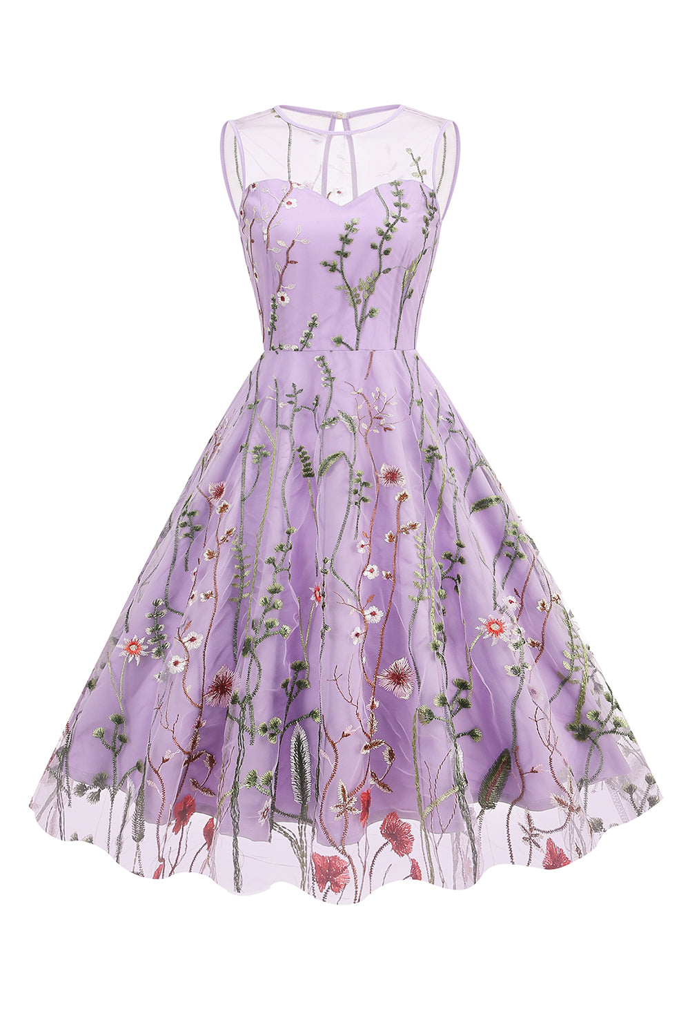 Blush A Linie Bateau Ausschnitt Ärmel 1950er Jahre Kleid