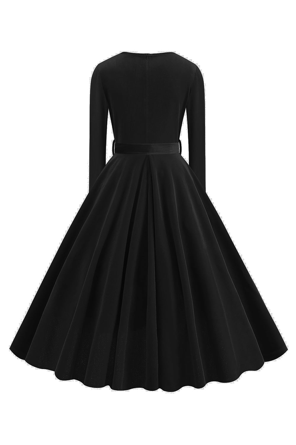Gelbes V-Ausschnitt Kleid mit langen Ärmeln