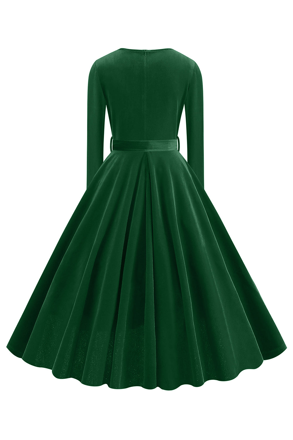 Gelbes V-Ausschnitt Kleid mit langen Ärmeln