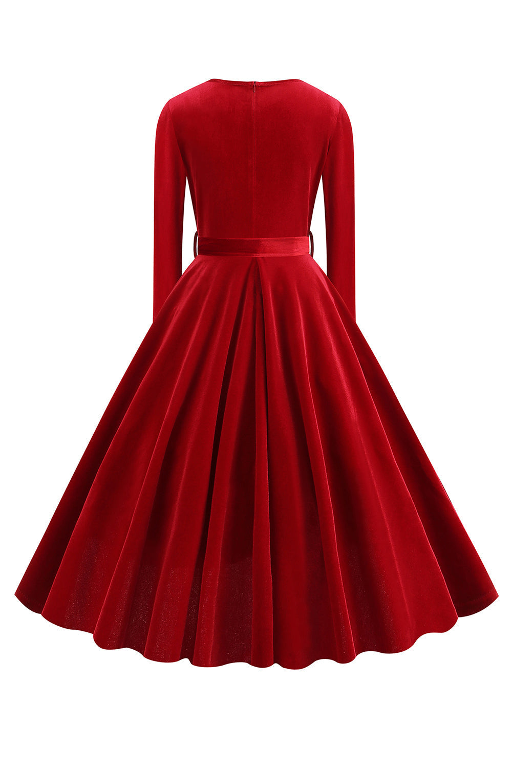 Gelbes V-Ausschnitt Kleid mit langen Ärmeln