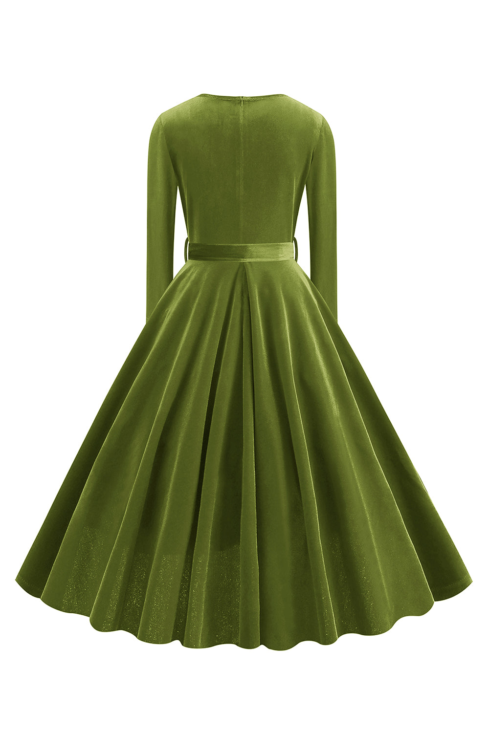 Gelbes V-Ausschnitt Kleid mit langen Ärmeln