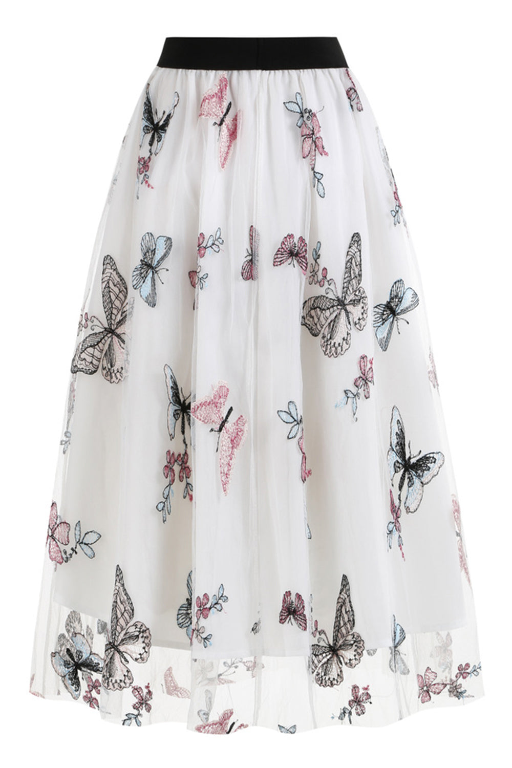 Aprikose A-Linie Chiffon Midi-Rock mit hohem Taillen