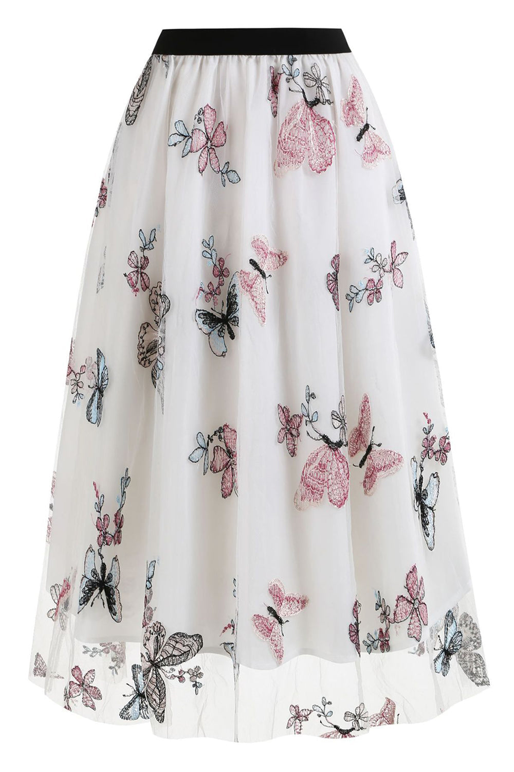 Aprikose A-Linie Chiffon Midi-Rock mit hohem Taillen