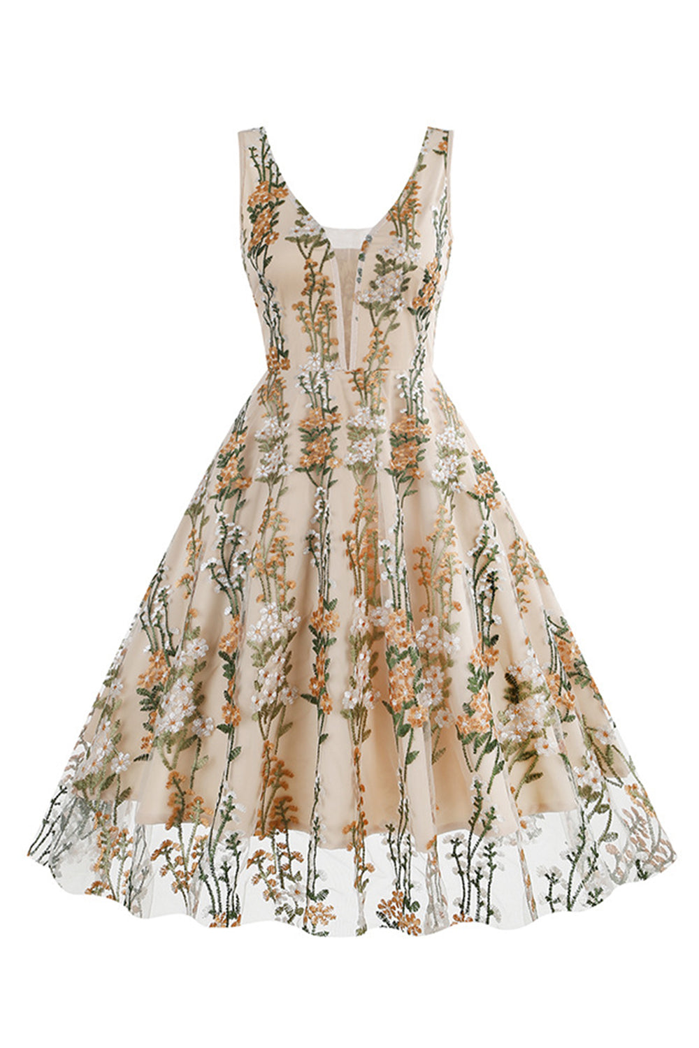 Schwarzes ärmelloses elegantes Vintage Kleid mit floraler Spitzenstickerei