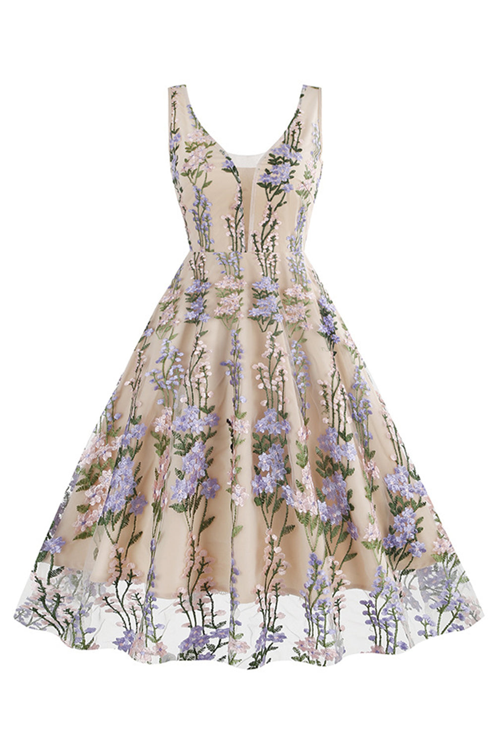 Schwarzes ärmelloses elegantes Vintage Kleid mit floraler Spitzenstickerei