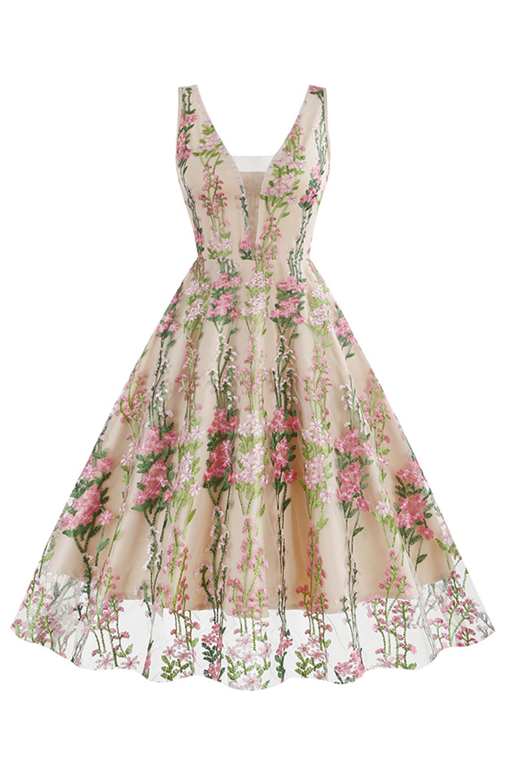 Schwarzes ärmelloses elegantes Vintage Kleid mit floraler Spitzenstickerei