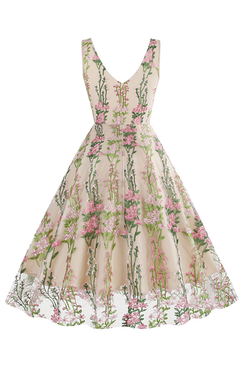 Schwarzes ärmelloses elegantes Vintage Kleid mit floraler Spitzenstickerei