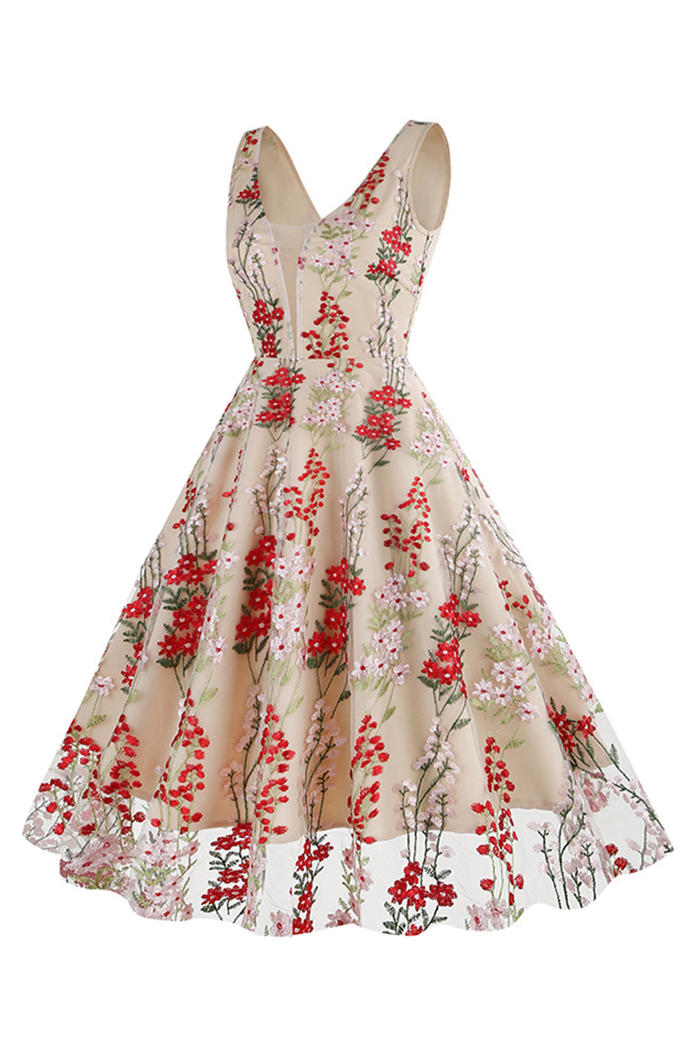 Schwarzes ärmelloses elegantes Vintage Kleid mit floraler Spitzenstickerei