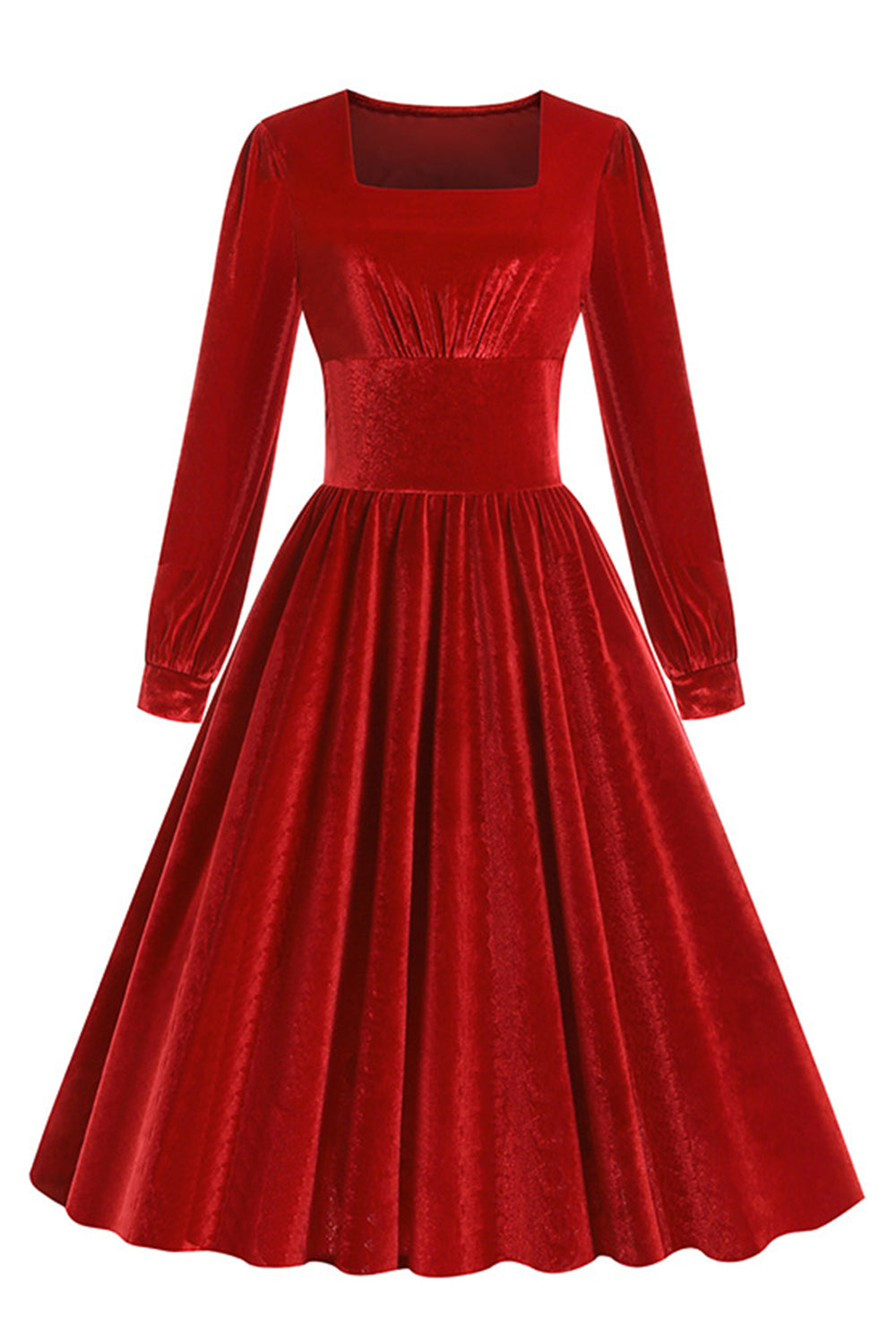Schwarzes A Linie Langärmeliges plissiertes Vintage Kleid aus den 1950er Jahren