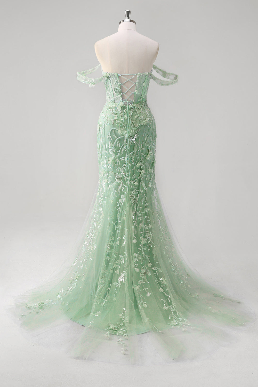 Mermaid Applikationen Schulterfreies Korsett Blaues Ballkleid