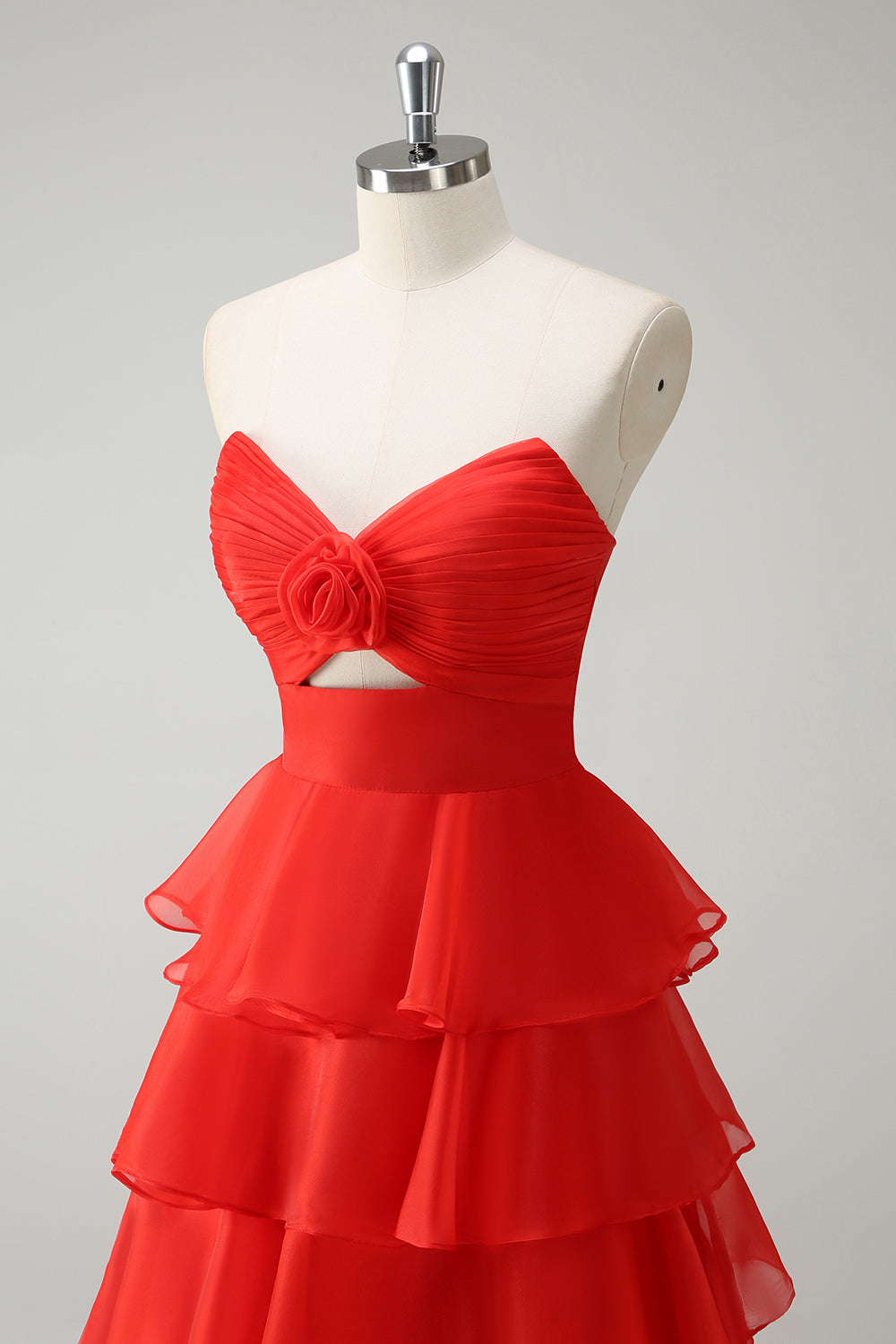 Orange Herzausschnitt Prinzessin Gestuftes Langes Ballkleid mit Schlitz