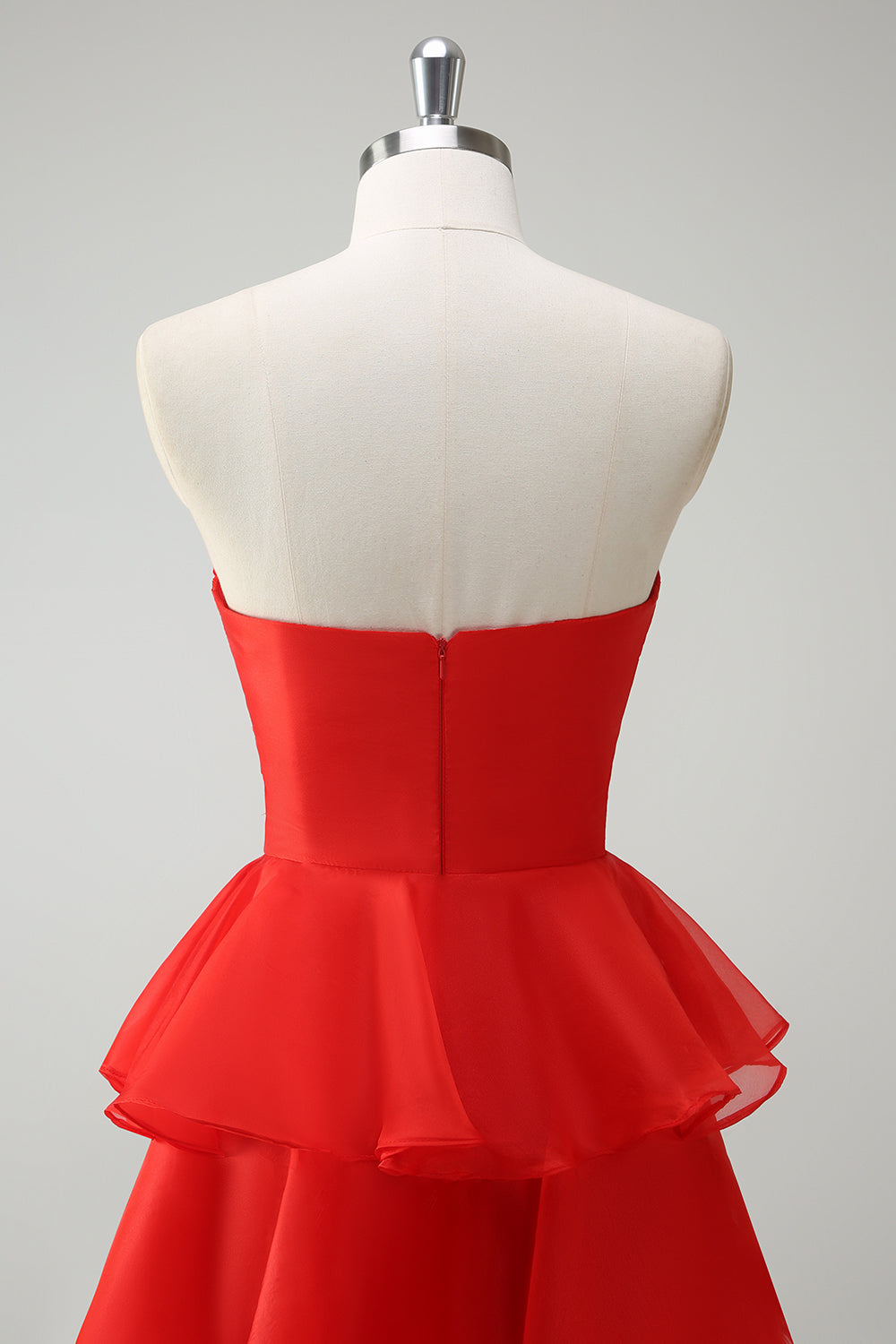 Orange Herzausschnitt Prinzessin Gestuftes Langes Ballkleid mit Schlitz