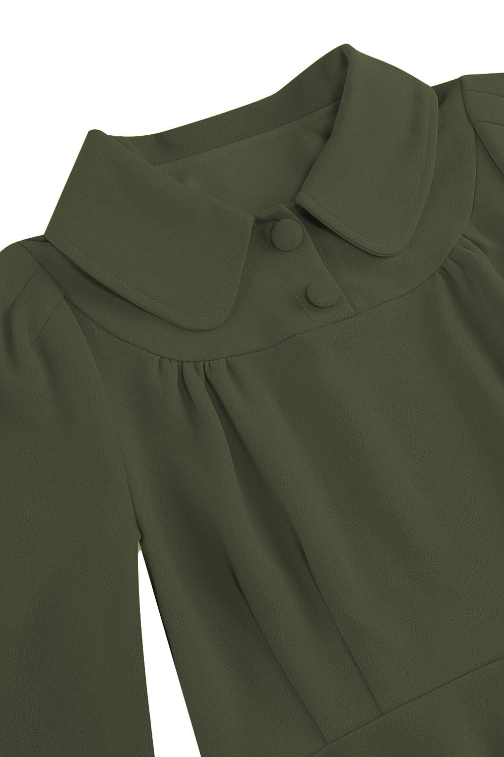Gelbes Peter-Pan-Kragen Langärmeliges A-Linie Midikleid aus den 1950er Jahren