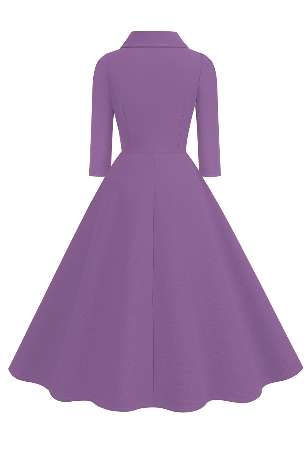Gelbes Peter-Pan-Kragen Langärmeliges A-Linie Midikleid aus den 1950er Jahren