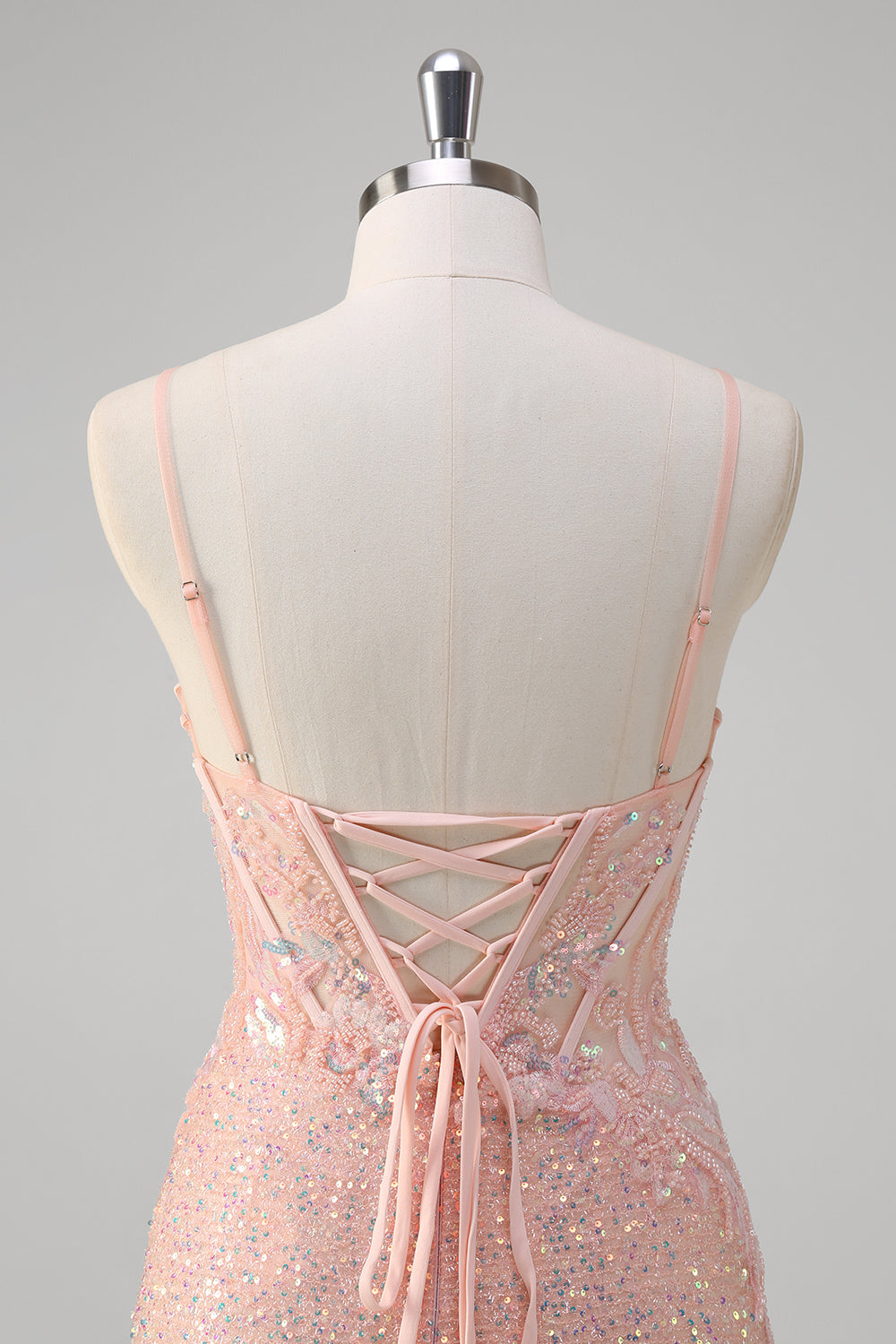 Blush Meerjungfrau Spaghettiträger Korsett Pailletten Langes Ballkleid