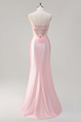 Glitzerndes Meerjungfrauen Rosa langes Pailletten Ballkleid mit Schlitz